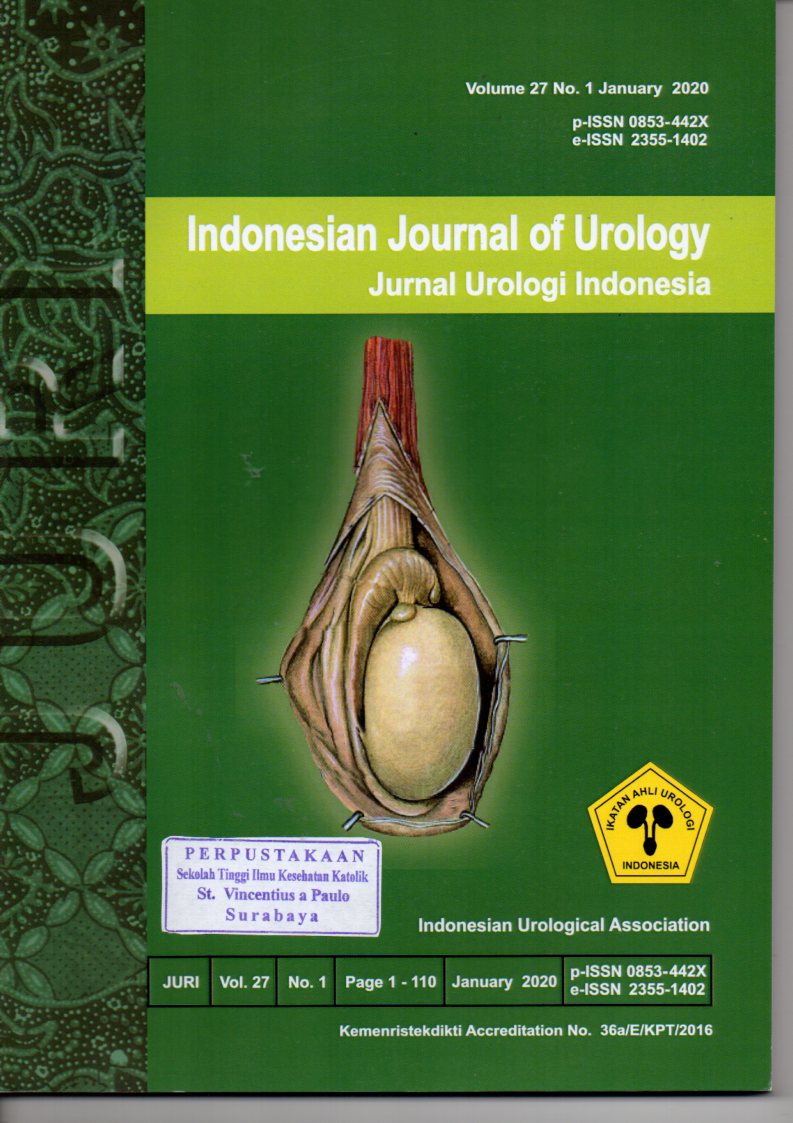Indonesian Journal of Urology Jurnal Urologi Indonesia : Management of Bladder Stone with Holmium-Yag Laser at Kardinah Hospital Tegal. Vol. 27, No. 1, January 2020