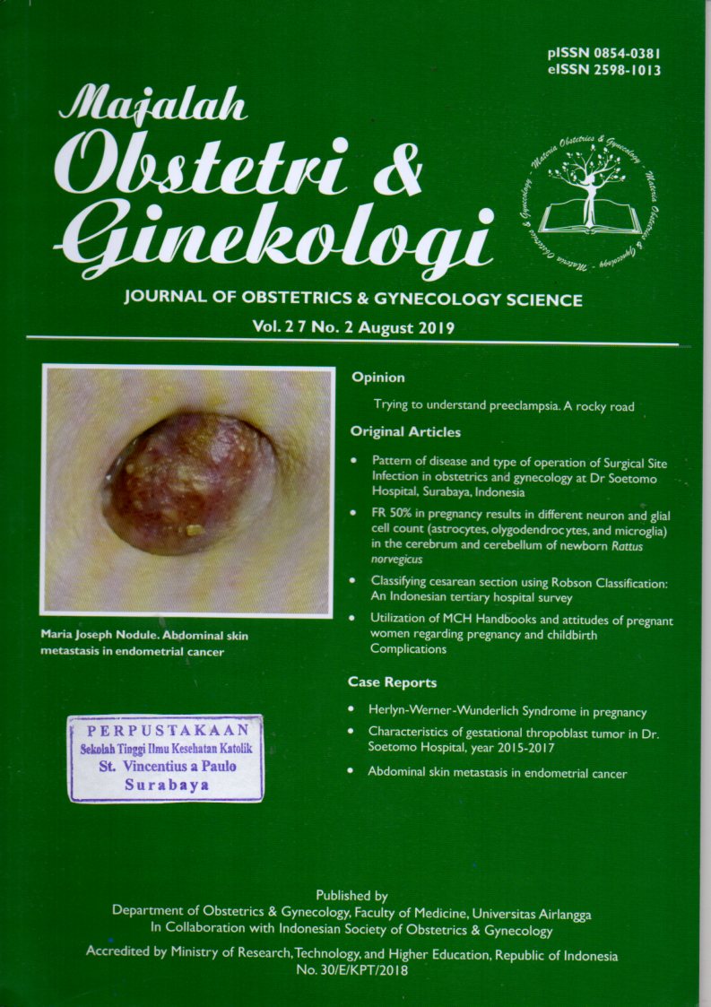 Majalah Obstetri & Ginekologi : Journal of Obstetrics & Gynecology  Science: Maria Joseph Nodule. Abdominal skin metastasis in endometrial cancer. Vol. 27, No. 2, August 2019